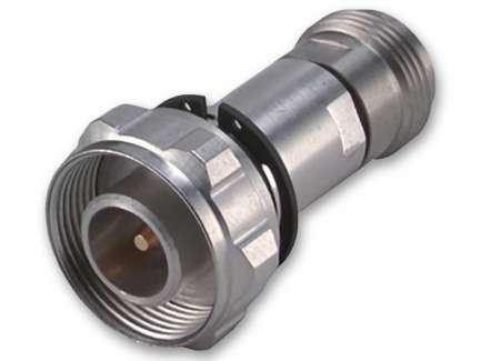 Huber+Suhner 33_4195-N-50-1/---_UE 4.1/9.5 Mini-DIN male to N female coaxial adapter