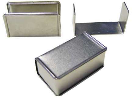   Nichel iron box, base thicknes 1mm, cover thickness 0.7 mm, external size 54 x 22 mm, H 30 mm, with fixing clips