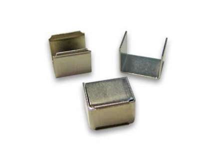   Nichel iron box, base thicknes 1mm, cover thickness 0.7 mm, external size 22.5 x 15 mm, H 19 mm, with fixing clips