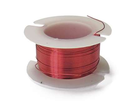   Rocchetto di filo di rame smaltato, 20 m, ∅ 0.2 mm, AWG 32, rosso