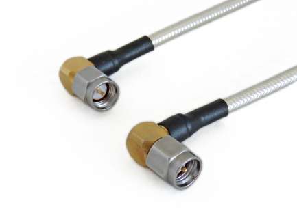 QAXIAL S07S07-40-00100 Cable assembly, 2x SMA right angle male, HF141-50, 10 cm