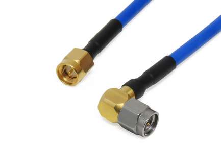 QAXIAL S02S07-4F-00300 Cable assembly, SMA male/right angle male, HF141-50-FEP, 30 cm