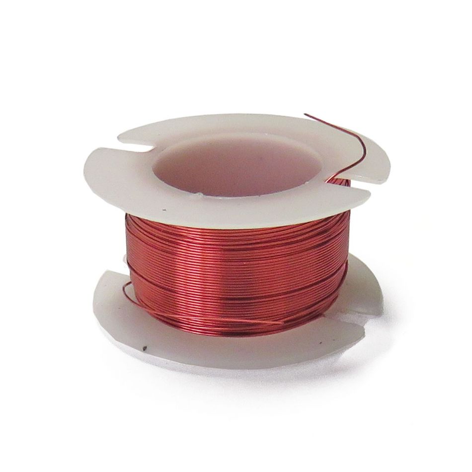 Rocchetto di filo di rame smaltato, 20 m, ∅ 0.2 mm, AWG 32, rosso