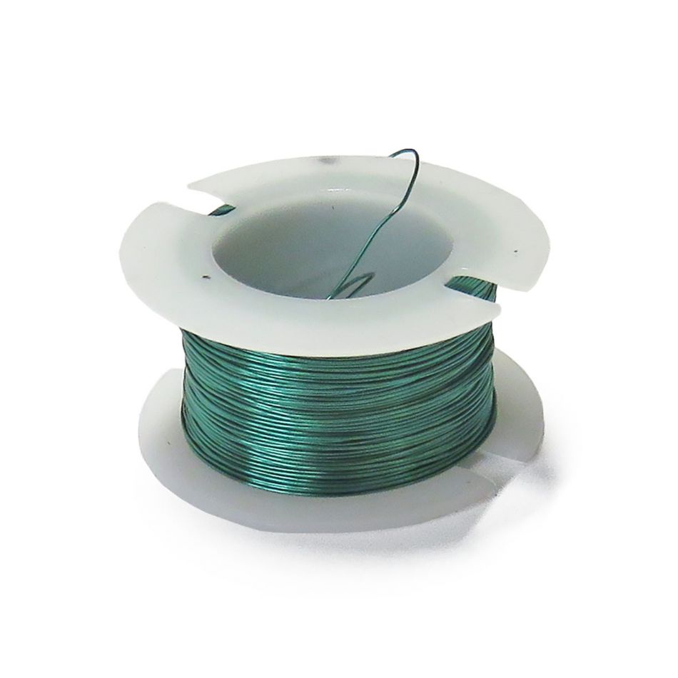 Rocchetto di filo di rame smaltato, 18 m, ∅ 0.4 mm, AWG 26, verde