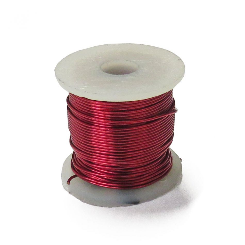 Rocchetto di filo di rame smaltato, 15 m, ∅ 0.5 mm, AWG 24, rosso