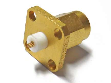   4-hole-flange SMA coaxial connector pin tab