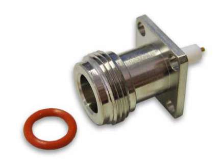 Radiall R161418130 4-hole flange round post N female connector