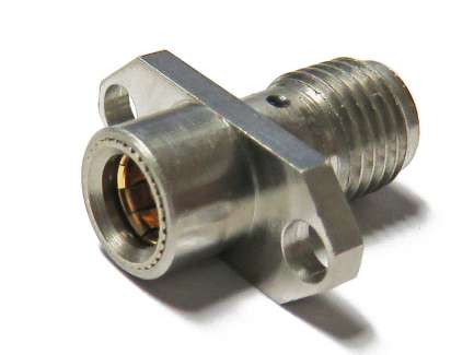 Radiall R191363451 2 holes flange SBMA jack to SMA female coaxial adapter