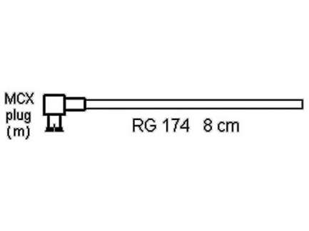   Cable assembly, MCX right angle plug, RG174, 8 cm
