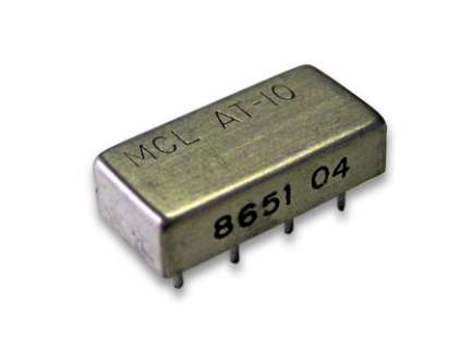 Mini-Circuits AT-10 10 dB attenuator in 8-pin metallic case