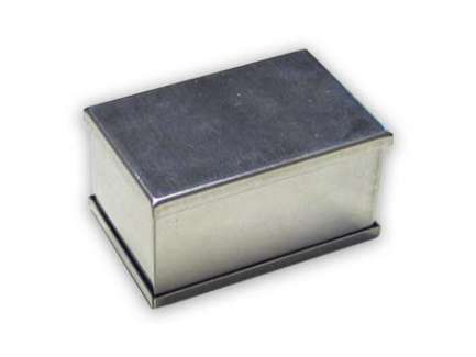   Tin plated 0.5 mm thick sheet metal boxes, external size 37 x 37 mm, H 30 mm