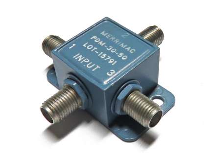 Merrimac PDM-30-50 3-way coaxial power splitter/combiner, 1 - 100 MHz, 1W