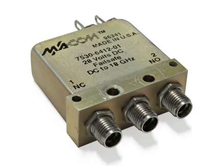 M/A-COM 7530-6412-01 Electromechanical coaxial relay, failsafe, SPDT, TTL, 28V, 18GHz