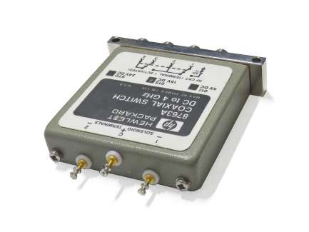 Hewlett-Packard 8763A-015 Electromechanical coaxial latching relay, 4-port transfer, 15V