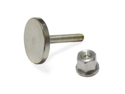   Silver-plated steel tuning screw with dish, M2.5x0.45, with nut