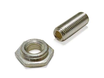   Silver-plated steel tuning screw, M6x0.75, with nut