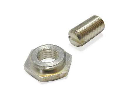   Silver-plated brass tuning screw, M6x0.75, with nut