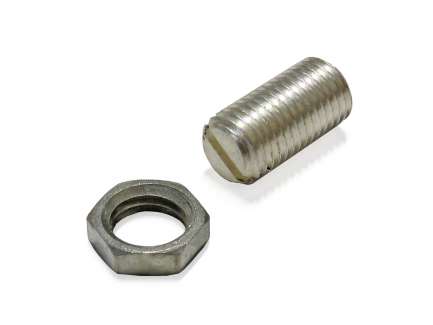   Silver-plated brass tuning screw, M6x0.75, with nut