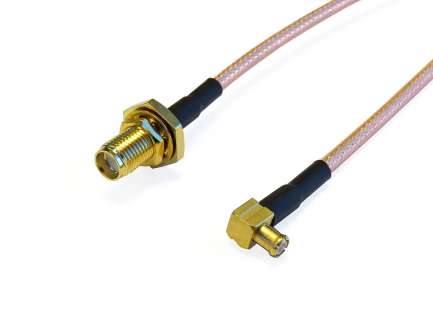 QAXIAL M07S15-02-00100 Cable assembly, MCX plug right angle/SMA female, RG316/D, 10 cm