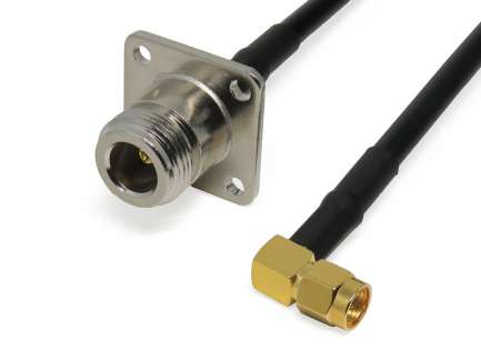 QAXIAL N16S07-12-01000 Cable assembly, N female/SMA right angle male, RG223, 1 m