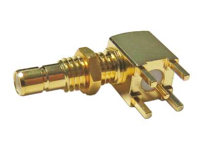   PCB mount bulkhead right angle SMB jack connector