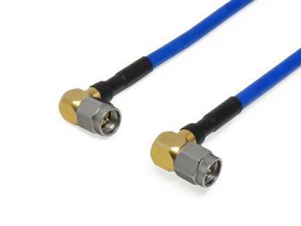 QAXIAL S07S07-4F-00100 Cable assembly, 2x SMA right angle male, HF141-50-FEP, 10 cm