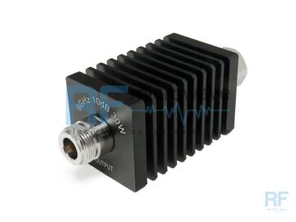 QAXIAL ATN-1030-06 N unidirectional coaxial attenuator, 10 dB, 30 W, 6 GHz