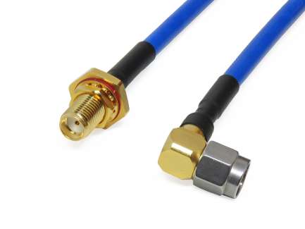 QAXIAL S07S15-4F-00750 Cavo assemblato per microonde, SMA maschio 90 gradi/femmina, HF141-50-FEP, 75 cm