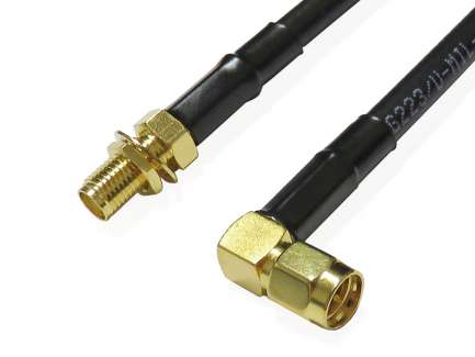 QAXIAL S07S15-12-00250 Cable assembly, SMA right angle male/female, RG223, 25 cm