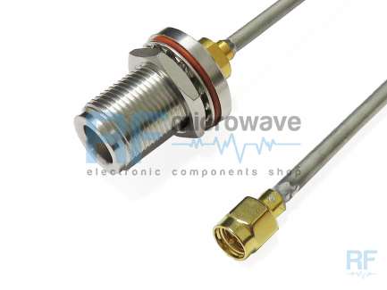   Cable assembly, N female/SMA male, UT141-AL-TP, 90 cm