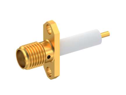 Radiall R125464000 2-hole flange SMA female connector round post PTFE 12.7mm, epoxy captivated