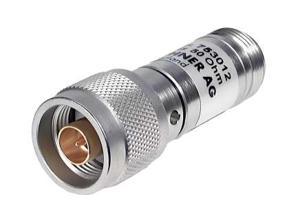 Huber+Suhner 6810.17.A N coaxial attenuator, 10 dB, 1 W, 12.4 GHz